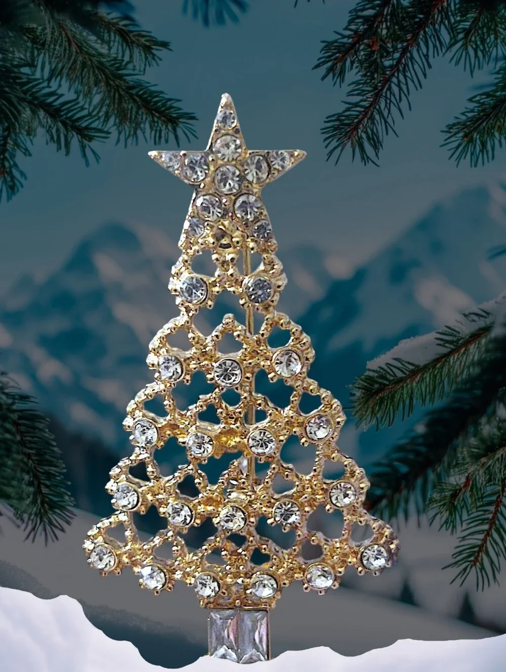 Crystal Christmas Tree Brooch *Christmas In July*